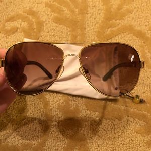 tory burch classic stripe aviator sunglasses
